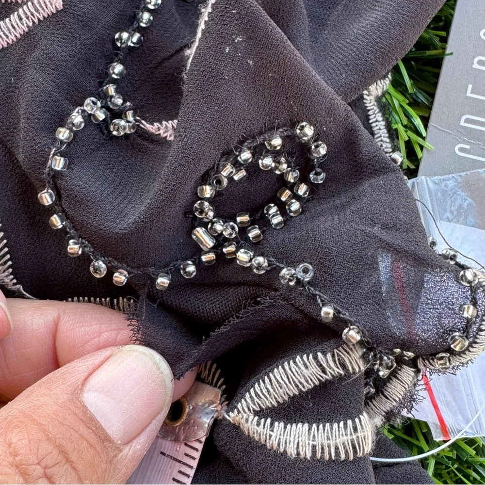 Spense Black Beaded Embellished Cocktail Dress Women 14 NWT Sheer Overlay - Picture 14 of 16
